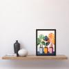 Artery8 Trio of Colourful Monstera Cheese Plant Pots Botanical Oil Painting Artwork Framed Wall Art Print A4 view 4