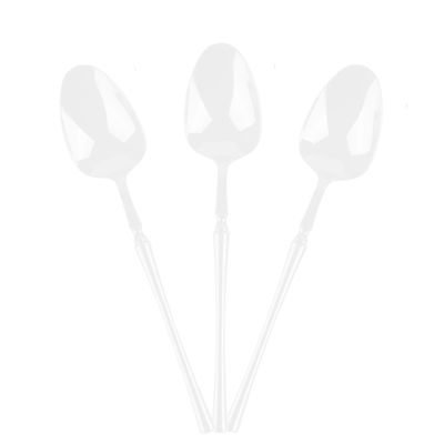 EcoQuality White Disposable Plastic Table Spoon - Heavy Weight Plastic White Cutlery, Disposable Utensils, Silverware Perfect for Wedding, Birthday, Event Planning, Baby Shower, Anniversaries (32)
