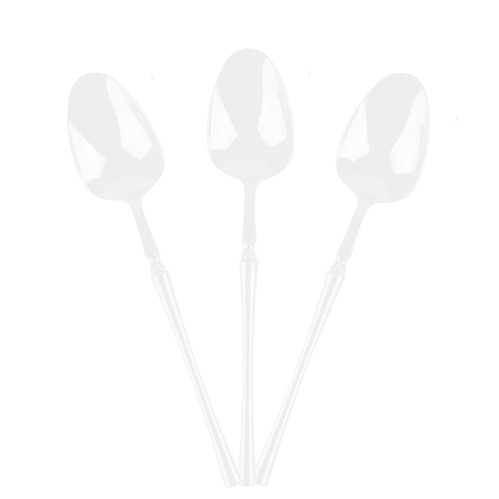 EcoQuality White Disposable Plastic Table Spoon - Heavy Weight Plastic White Cutlery, Disposable Utensils, Silverware Perfect for Wedding, Birthday, Event Planning, Baby Shower, Anniversaries (32)