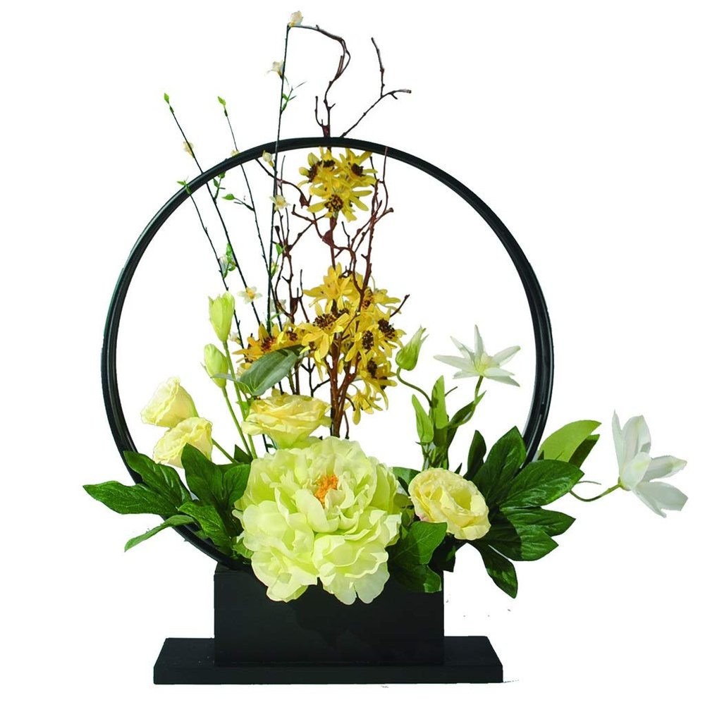 GLigeT Artificial Flowers Simple Peony Fake Flower Bonsai Artificial Flower Bonsai for Living Room Corridor Hotel Display Silk Flower Bonsai Iron Frame Fake Flowers