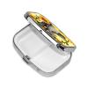 Mother Elephant Sunflowers Print Pill Box Square Pill Case 2 Compartment Small Metal Medicine Organizer Portable Travel Pillbox for Pocket Purse Cute Mini Pill Container to Hold Daily Vitamins view 2