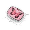 Butterfly Pink Print Pill Box Square Pill Case 2 Compartment Small Metal Medicine Organizer Portable Travel Pillbox for Pocket Purse Cute Mini Pill Container to Hold Daily Vitamins view 3