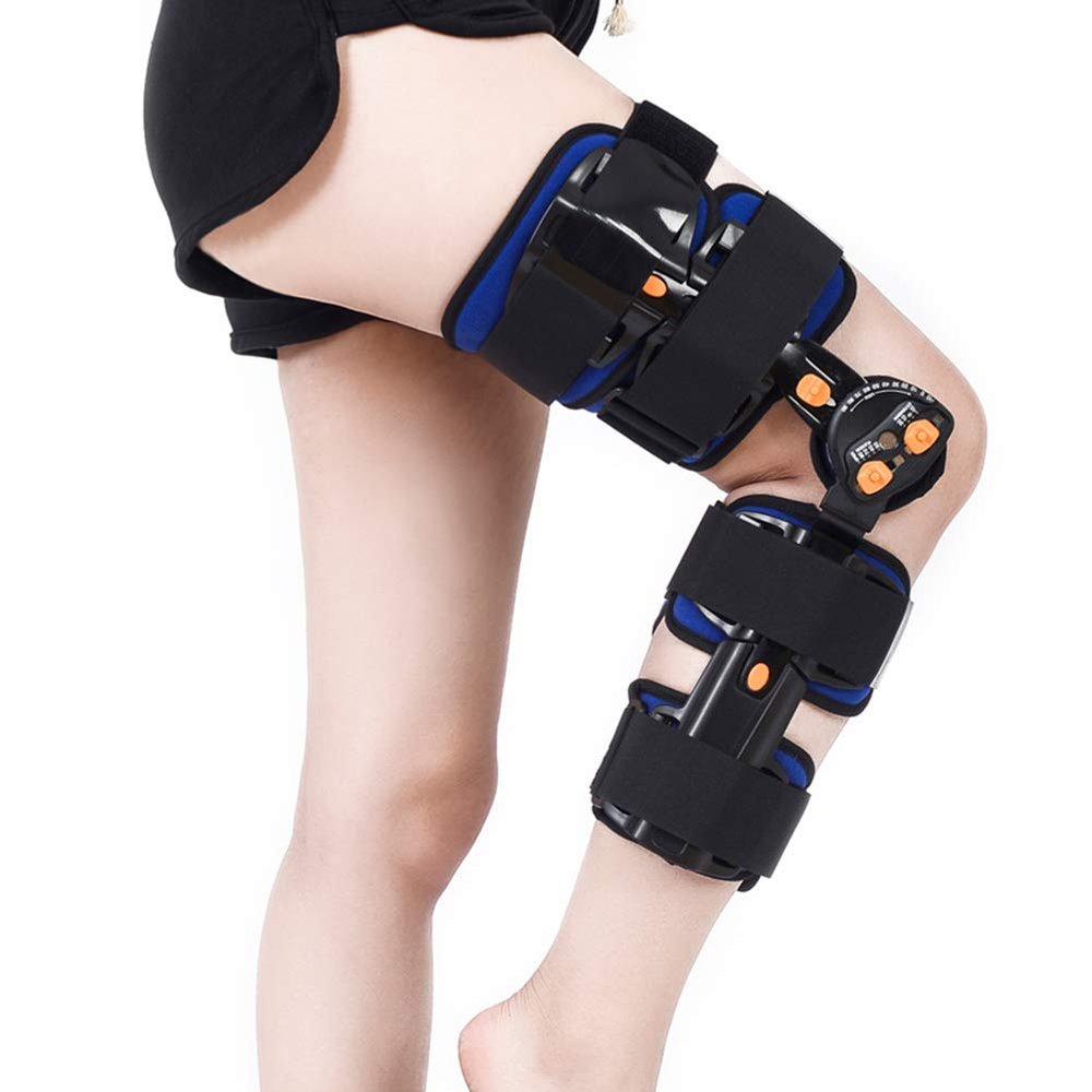 XJZHANG Hinged ROM Knee Brace, Adjustable Leg Orthosis Retractable Joint Orthosis for Knee Leg Fracture Hip Joint Support Rehabilitation Post Op Care