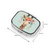 Giraffe with Floral Print Pill Box Square Pill Case 2 Compartment Small Metal Medicine Organizer Portable Travel Pillbox for Pocket Purse Cute Mini Pill Container to Hold Daily Vitamins view 3