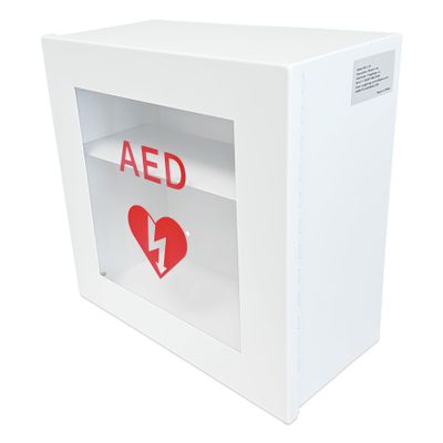 Plugsharge Non Alarmed AED Defibrillator Wall Mounted Storage Cabinet - 14.5'' x 7'' x 13.75'' Steel AED Holder Defibrillator Cabinet for Emergency at Church, Fitness Center, Home, Office, Warehouse