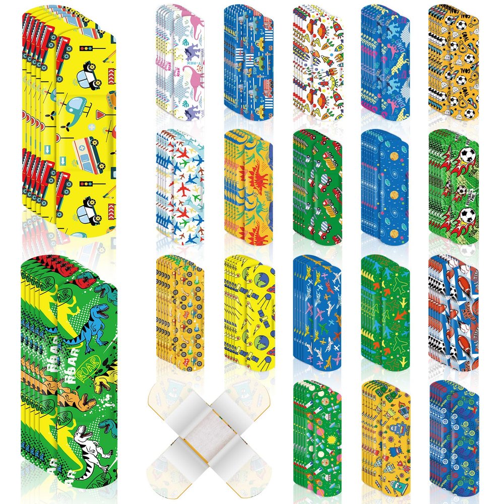 Panelee 120 Pcs Kids Bandages 2.83'' x 0.75'' Cute Style Flexible Waterproof Bandages Bulk Breathable Strip for First Aid & Wound Care Protection(Lovely Style)