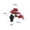 Artificial Plants Bonsai Artificial Bonsai Tree Artificial Bonsai Tree New Chinese Style Red Simulation Maple Bonsai Tree Home Living Room Office Desktop Simulation Bonsai Plant Ceramic Vase Artificia view 2