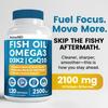 4-in-1 Fish Oil Omega 3 Fatty Supplements (2100mg) - Omega 3 Fish Oil with Vitamins D3 K2 and CoQ10 - Lemon Flavored (120 softgels) view 2