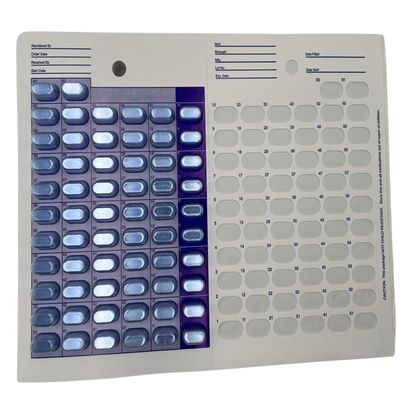 12 Pack of Disposable 62 Days Two Month Cold Seal Medication Blister Cards, One Piece Blister Pack for Pill, Medicine and Vitamins