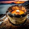 Aroma Candle in Gypsum Form with Volcanic Stones (Sandalwood & Amber) view 1