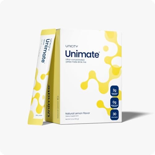 Unicity Unimate Natural LemonUltra Concentrated Yerba Mate Drink Mix (30 Packets) - Alternative to Coffee and Energy Drinks (30-Day Supply)