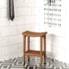 18" Sumba-Bjn Slatted Teak Shower Bench with Shelf view 1