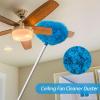 Ceiling Fan Cleaner Duster,Reusable Microfiber Ceiling Fan Blade Cleaner Duster with Extendable Long Handle Removable 13 to 48 in for Cleaning Bookshelves,Door,Window Top (Blue) view 3