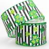 10 Yards Black White Stripe St. Patrick's Day Wired Ribbon, 2.5 Wide, St. Patrick's Day Ribbon, Ribbon for Wreaths, Craft Ribbon view 1