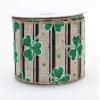 10 Yards Natrual Black Stripe St. Patrick's Day Wired Ribbon, 2.5 Wide, Sparkle St. Patrick's Day Ribbon, Ribbon for Wreaths, Craft Ribbon view 1