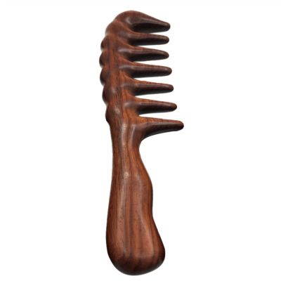 MObyat Sandalwood Comb Massage Ultra-Wide Tooth Large Tooth Static Solid Wood Thickened Handle Comb 1Pcs