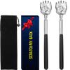 2 Pack Bear Claw Portable Extendable Back Scratcher, Metal Stainless Steel Telescoping Back Scratcher Tool with Carrying Bag (Black) view 1