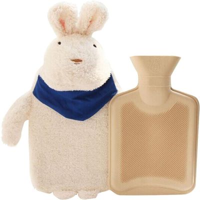 2 PCS Couple Hot Water Bottle,Hand Warmer Water Bag with Cute Stuffed Animal Cover Cartoon Hand Warmer for Winter