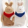 2 PCS Couple Hot Water Bottle,Hand Warmer Water Bag with Cute Stuffed Animal Cover Cartoon Hand Warmer for Winter view 2