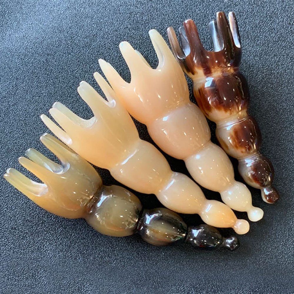 BAWHO Natural Horn Octopus Comb Scalp Meridian Scraping Shiatsu Massager Blood Circulation Relieve Stress Guasha Therapy Massage Tool 1Pcs
