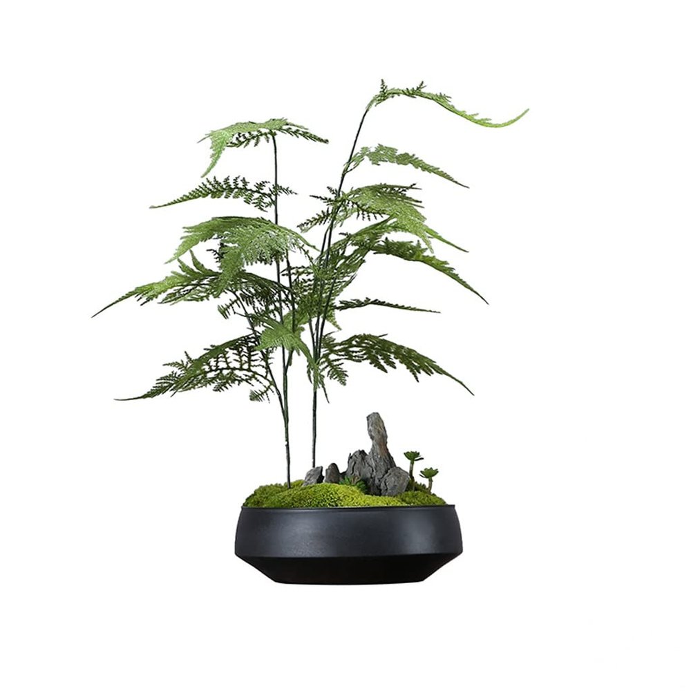 Artificial Bonsai Tree Indoor Chinese-Style Simulation Bamboo Plant Bonsai Micro-Landscape Landscaping Study Tea Room Decoration Ornaments Office Decoration Bonsai