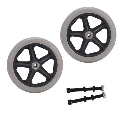 1 Pair 6/7/8 Inch Wheelchair Front Wheels, Non-Pneumatic Wheelchair Solid Rubber Wheels Assembly for Many Standard Wheelchairs with 5/16" (8 mm) Bearing (Color : Gray, Size : 6"(A))