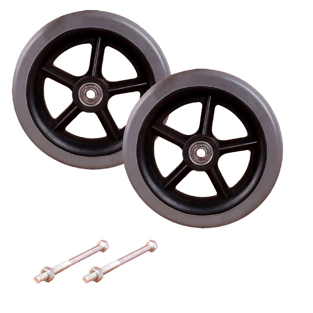 1 Pair 6/7/8 Inch Replacement Wheelchair Front Wheels for Many Standard Wheelchairs Walkers, Anti-Slip Solid Rubber Wheel Parts with 5/16" (8 mm) Bearing (Size : 6inch/15cm)