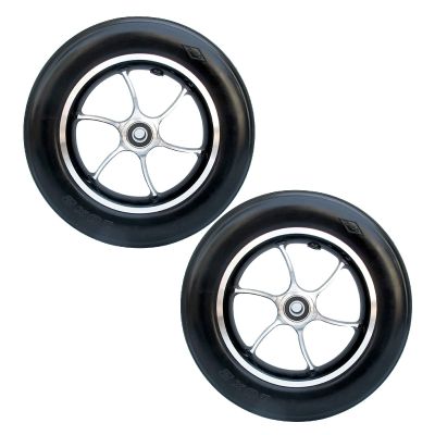 10 Inch Wheelchair Front Wheels, 10x2 Solid Non-Inflatable Caster Wheel, Aluminum Rim with 1/2" (12mm) Bearing for Electric Wheelchairs Assembly(1 Pair) (Color : Black)