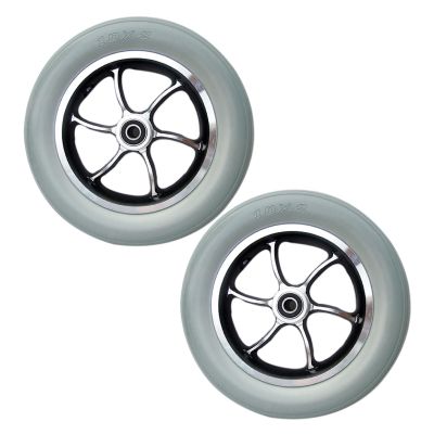 10 Inch Wheelchair Front Wheels, 10x2 Solid Non-Inflatable Caster Wheel, Aluminum Rim with 1/2" (12mm) Bearing for Electric Wheelchairs Assembly(1 Pair) (Color : Gray)