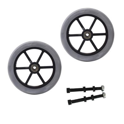 1 Pair 6/7/8 Inch Wheelchair Front Wheels, Non-Pneumatic Wheelchair Solid Rubber Wheels Assembly for Many Standard Wheelchairs with 5/16" (8 mm) Bearing (Color : Gray, Size : 6"(B))
