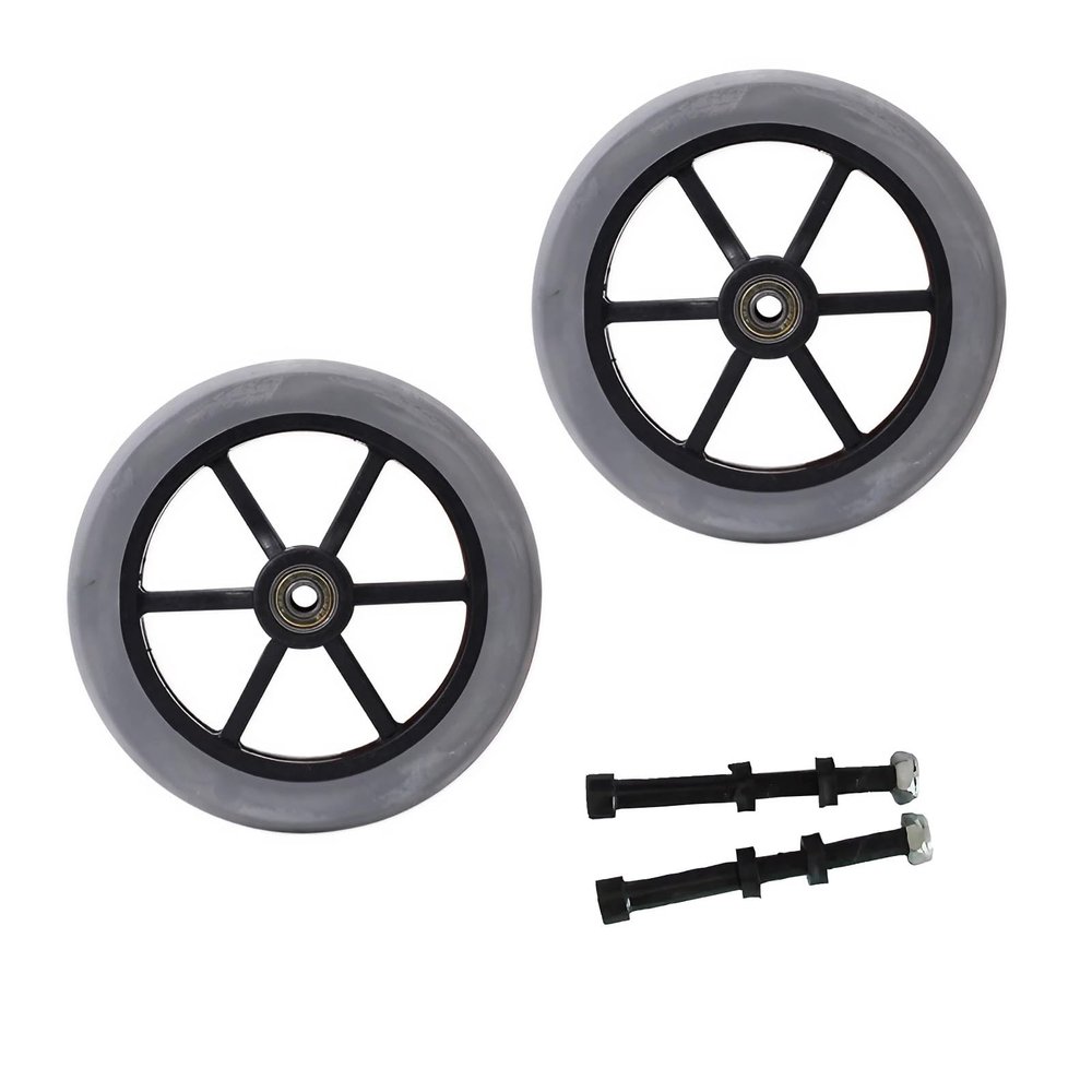 1 Pair 6/7/8 Inch Wheelchair Front Wheels, Non-Pneumatic Wheelchair Solid Rubber Wheels Assembly for Many Standard Wheelchairs with 5/16" (8 mm) Bearing (Color : Gray, Size : 6"(B))
