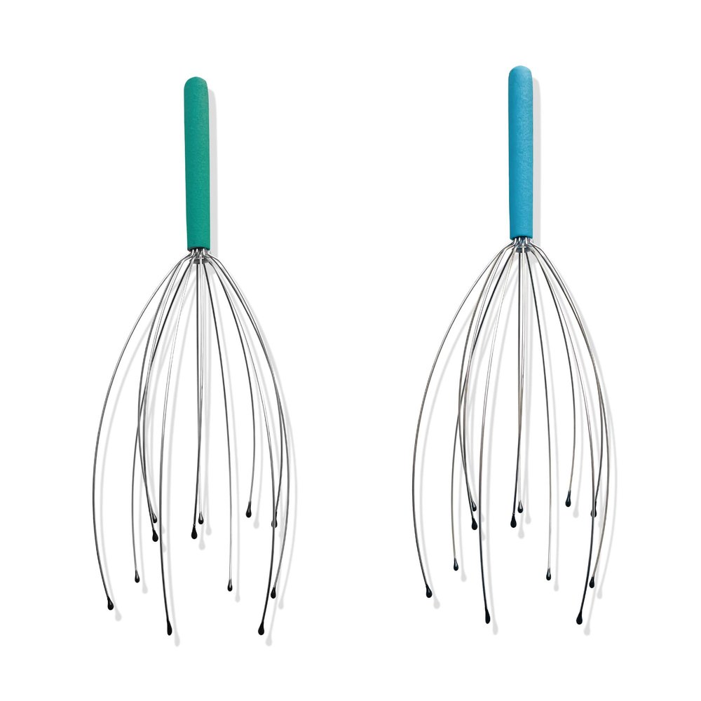 CXHL Head Scratcher 12 Fingers Handheld Scalp Massager for Head Body Stress Relax(2 Pack, Random Colors)