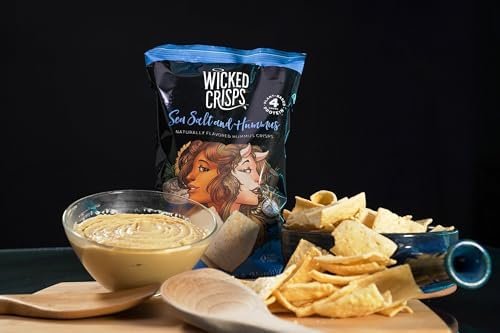 Baked Veggie Chips, Wicked Crisps - Sea Salt Hummus, Pea & Chickpea, Healthy Snack, Gluten-free, Low-fat, Non-GMO, Kosher, No Additives or Preservatives, 0.5 oz bags, (24 pack)