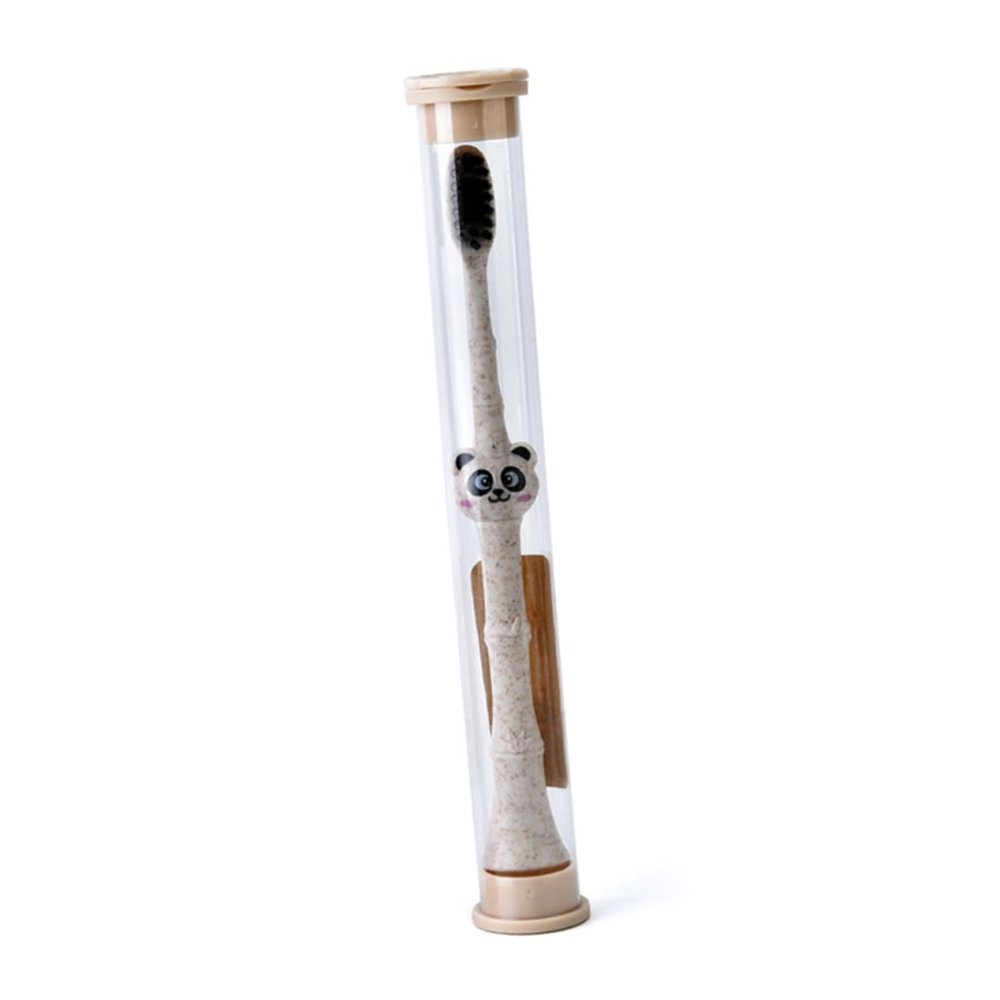 PartyKindom 3pcs Eco-Friendly Cartoon Panda Toothbrush for Boy Girl Wheat Fiber Toothbrushes with Soft Bristles Easy Grip Design Random Colors for Safe and Comfortable Brushing
