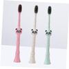 PartyKindom 3pcs Eco-Friendly Cartoon Panda Toothbrush for Boy Girl Wheat Fiber Toothbrushes with Soft Bristles Easy Grip Design Random Colors for Safe and Comfortable Brushing view 2
