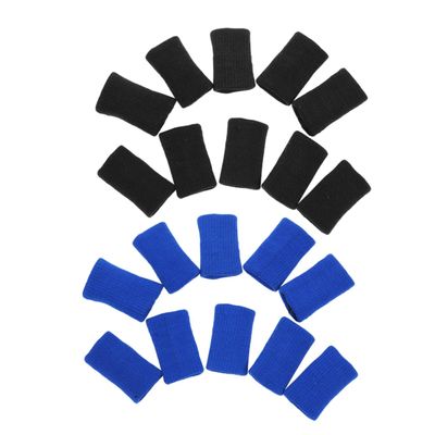 Healvian 20pcs Sports Finger Sleeves Nylon Elastic Protectors for Volleyball and Badminton Comfortable Support for Finger Joint Protection Black Blue