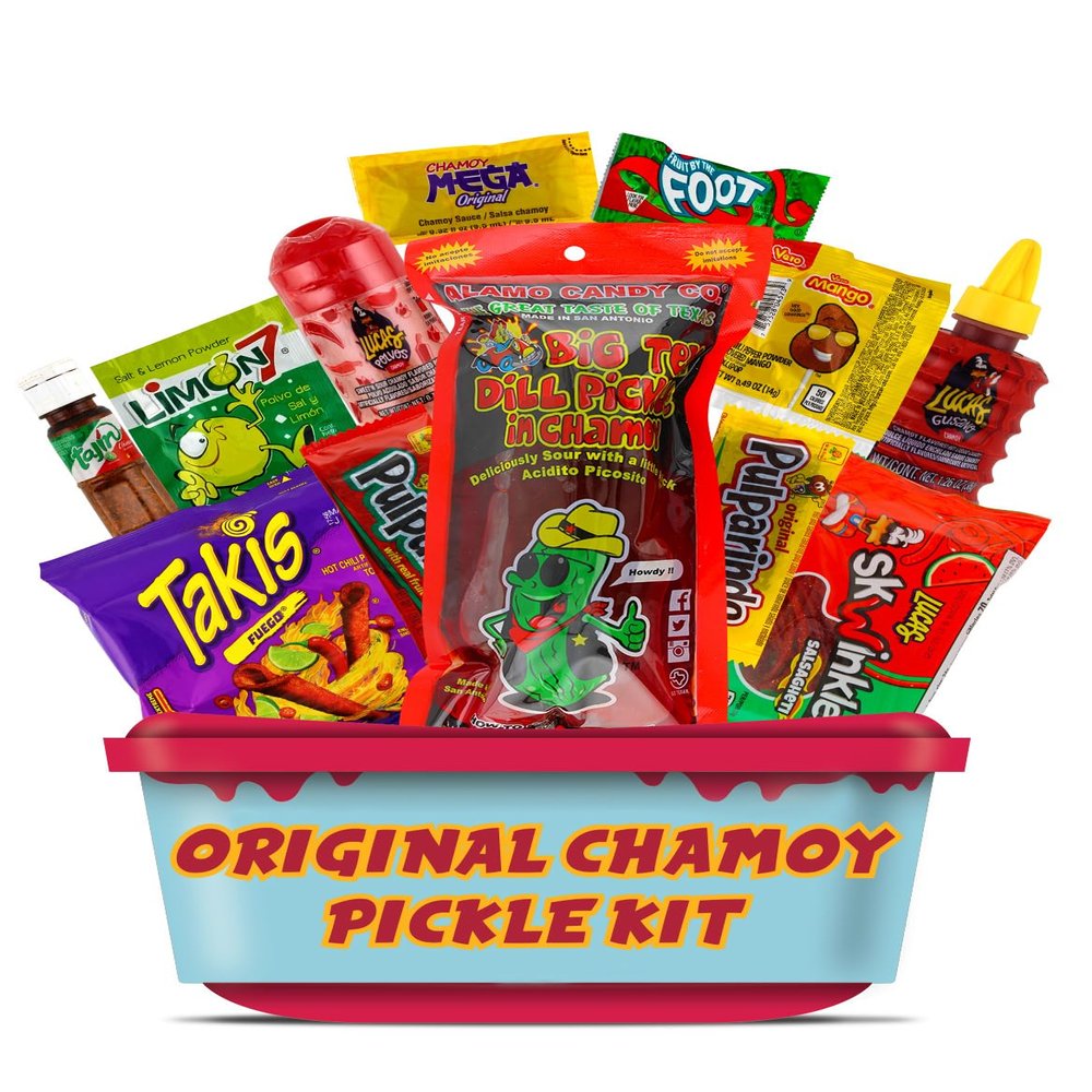 Original Chamoy Pickle Kit, Ready to Make the Famous TikTok Trend, Includes Alamo Dill Pickle, Baby Lucas, Lucas Gusano, Skwinkles Salsaghetti & Pulparindo by LookOn
