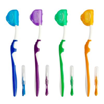 4-Pack Orthodontic Dental Care Kit Includes Soft Bristle Toothbrushes and Braces-Friendly Brush Flosser for Cleaner Interdental Brush Toothpick, Essential Tools for Braces Hygiene Oral Care