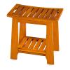 14" Compact Teak Shower Stool with Shelf & Handle - Waterproof, Non-Slip Bath Bench for Small Bathrooms/Tub/Outdoor Use, 300 lbs Capacity (Patented) view 1