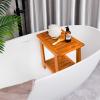 14" Compact Teak Shower Stool with Shelf & Handle - Waterproof, Non-Slip Bath Bench for Small Bathrooms/Tub/Outdoor Use, 300 lbs Capacity (Patented) view 3