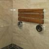20" Modern Solid Teak Wood Folding Shower Seat Bench Brushed Wall Mounted Shower Bench Bathtub Seat Fold Down Spa Bench view 1