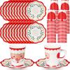 Honeydak 100 Pcs Christmas Disposable Paper Cups and Saucers Include 50 Pcs 9 oz Xmas Paper Cups with Handle Disposable Christmas Hot Chocolate Mugs Xmas Plates Teacups Set(Santa) view 1