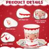 Honeydak 100 Pcs Christmas Disposable Paper Cups and Saucers Include 50 Pcs 9 oz Xmas Paper Cups with Handle Disposable Christmas Hot Chocolate Mugs Xmas Plates Teacups Set(Santa) view 3
