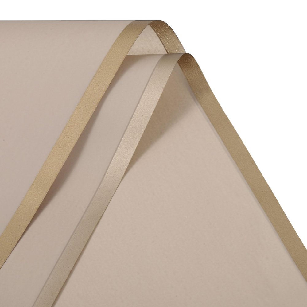 MECCANIXITY Golden Edge Pearlescent Film Flower Wrapping Paper Sweet Word 22.8x22.8 Inch Waterproof for DIY Crafts, Gift/Gift Box Packaging Khaki 10 Pcs