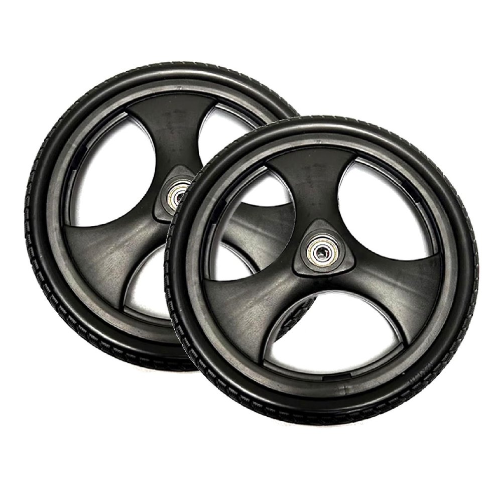 1 Pair 12/16 Inch Wheelchair Rear Wheels, Black PU Solid Non-Inflatable Wheelchair Tires Assembly for Manual Wheelchairs Walkers with 1/2" (12mm) Bearing (Size : 12inch/31cm)
