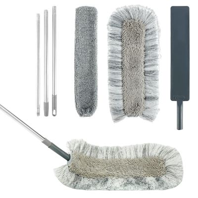 BENGBUM Dust Cleaning Kit with 67 in Handle Cloth Dust Cleaner Tool with 2 Replaceable Duster Head Cloth Washable Microfiber Duster Flexible Hand Cleaning Duster Tool Reusable for Cleaning Ceilings Fa