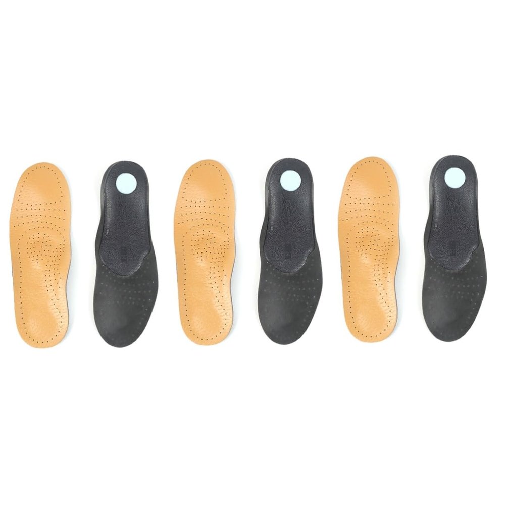 Healvian 3pairs Breathable Latex Leather Insoles for Sports Arch Support and Damping Shoe Pads Comfortable Fit for Flat Feet for Running and Leisure Activities