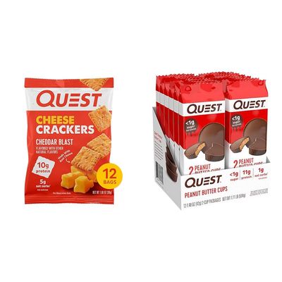 Quest Nutrition Cheese Crackers & High Protein Low Carb, Gluten Free, Keto Friendly, Peanut Butter Cups, 12 Count (Pack of 1) (total- 17.76 Ounce)