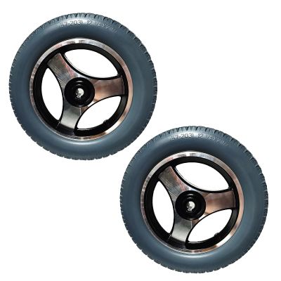 12 Inch Replacement Wheelchair Rear Wheels, 12 x2 PU Solid Wheelchair Tires Assembly with 11/16" (17mm) Bearings for Most Electric Wheelchairs, 1 Pair (Color : Gray)