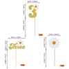 24 Pack 3rd Birthday Daisy Cupcake Toppers Glitter Three Daisy Cupcake Picks Spring Daisy Chrysanthemum Third Birthday Cupcake Decorations Kids birthday Party Supllies Gold view 2